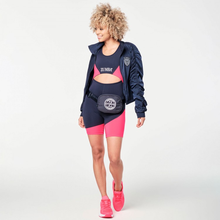 Zumba Prep Biker Bodysuit With Open Back