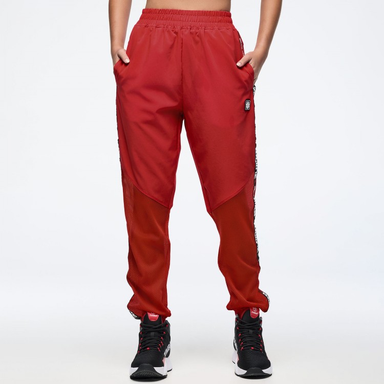 Eastern Flavor High Waisted Woven Track Pants With Mesh