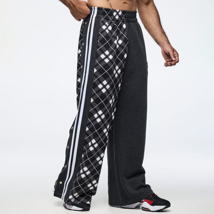 Eastern Flavor Wide Leg Pants With Wide Side Snap Placket