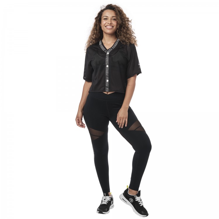 Zumba Mesh Crop Baseball Top