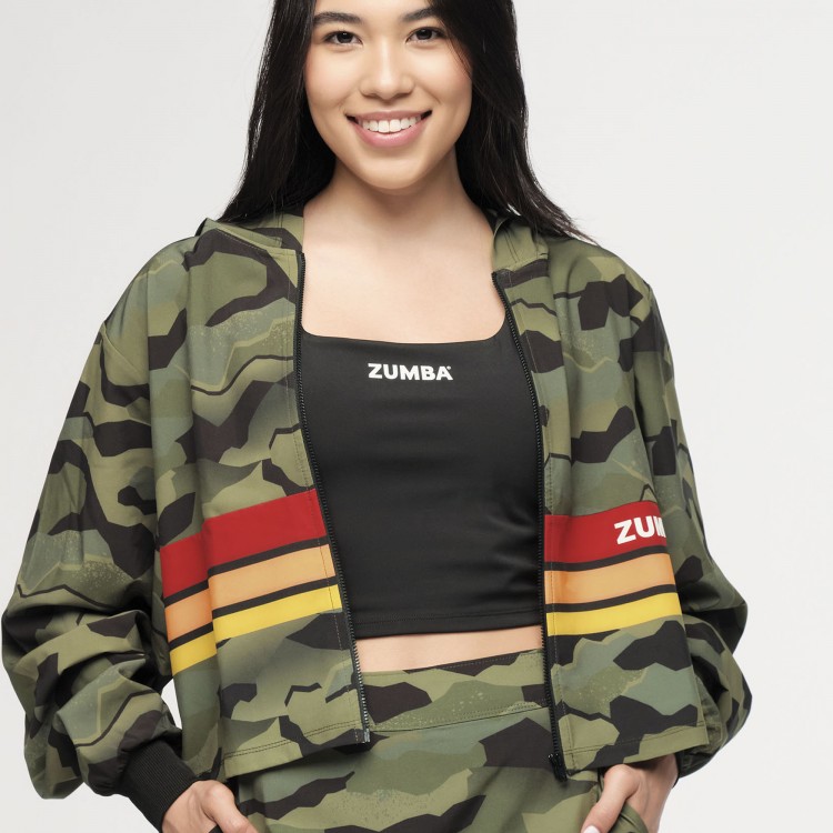 Zumba Explore Crop Woven Zip-Up Hoodie