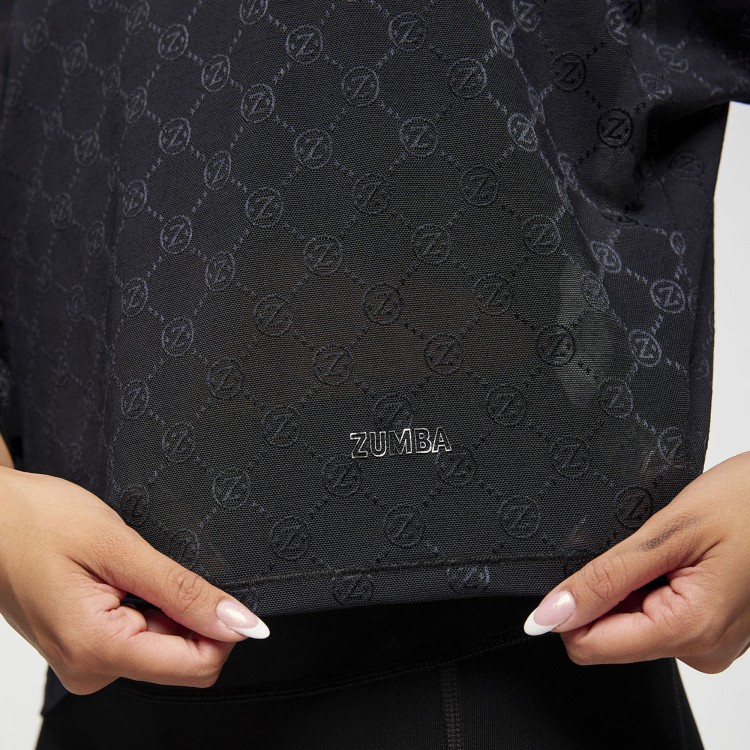 Zumba Runway Boxy Dolman Mesh Crop Top
