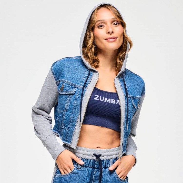 Blue Jean Crop Pullover Hoodie