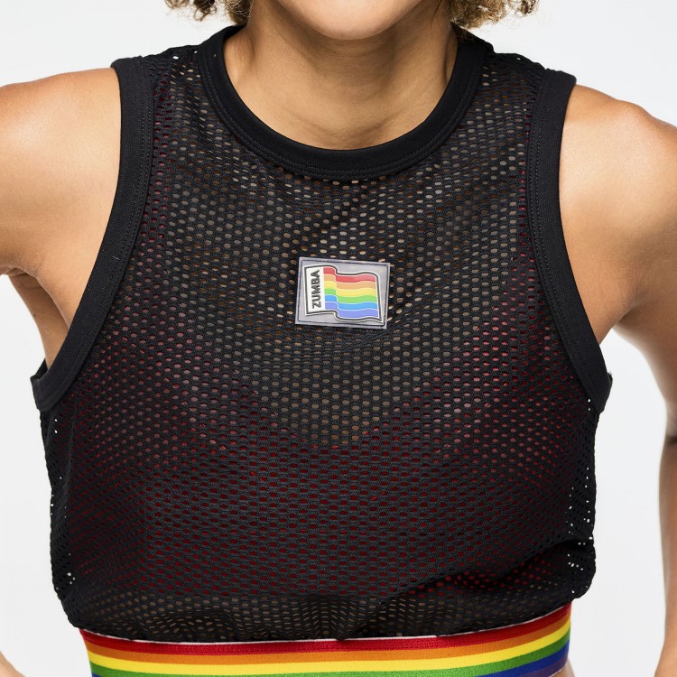 Zumba Crop Mesh Tank With Elastic Waistband