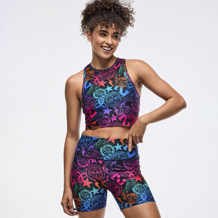 Zumba Libre High Neck Crop Tank With Back Details