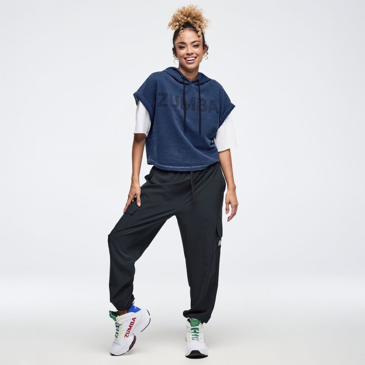 Latin Movement Short Sleeve Crop Pullover Hoodie