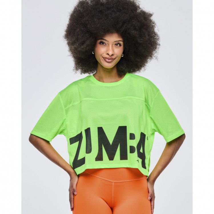 Neon Mesh Boxy Crop Top