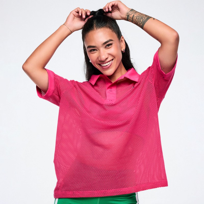 Color Spree Oversized Mesh Polo