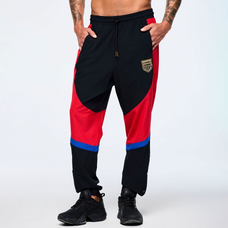 Mens Woven Track Pants With Inserts And Side Snaps