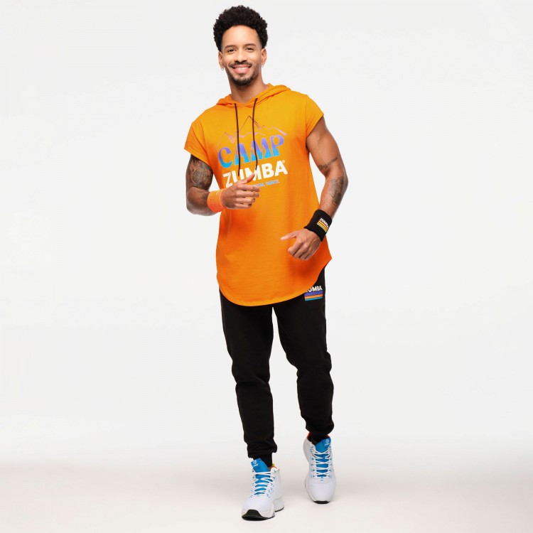 Zumba Explore Mens Cap Sleeve Hoodie Top
