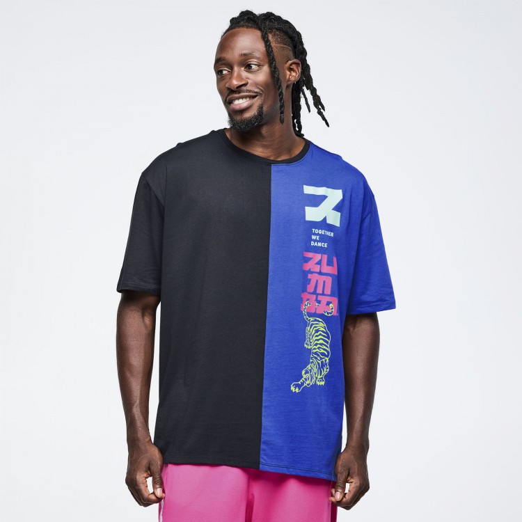 Eastern Flavor Mens Oversized Two-Tone Crew Neck Tee