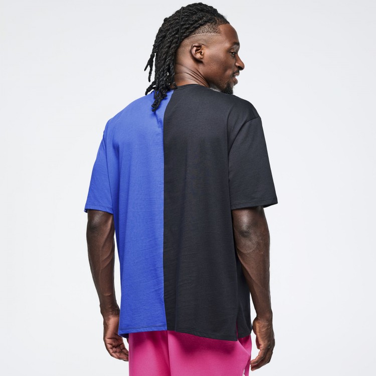 Eastern Flavor Mens Oversized Two-Tone Crew Neck Tee