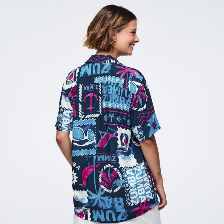 Zumba Cruise Unisex Short Sleeve Button Up