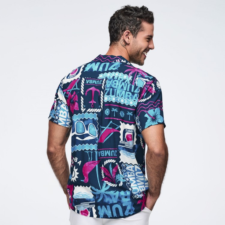 Zumba Cruise Unisex Short Sleeve Button Up